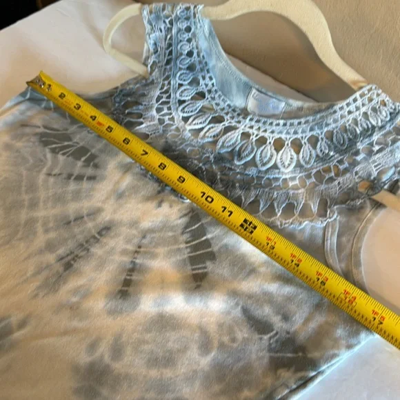 Bleu Clair Women’s Crochet look Collar Sleeveless Tie Dye Shades Of Blue… - Picture 7 of 9